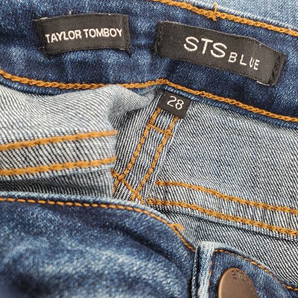 STS Blue Jeans Womens 28 Taylor Tomboy Cuffed Mid Rise Distressed Pre-Owned - Picture 3 of 5